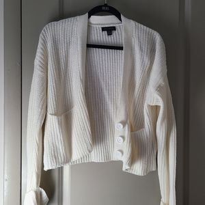 White cropped button up sweater